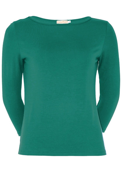 Boat Neck Top Jade Green Davin luxe