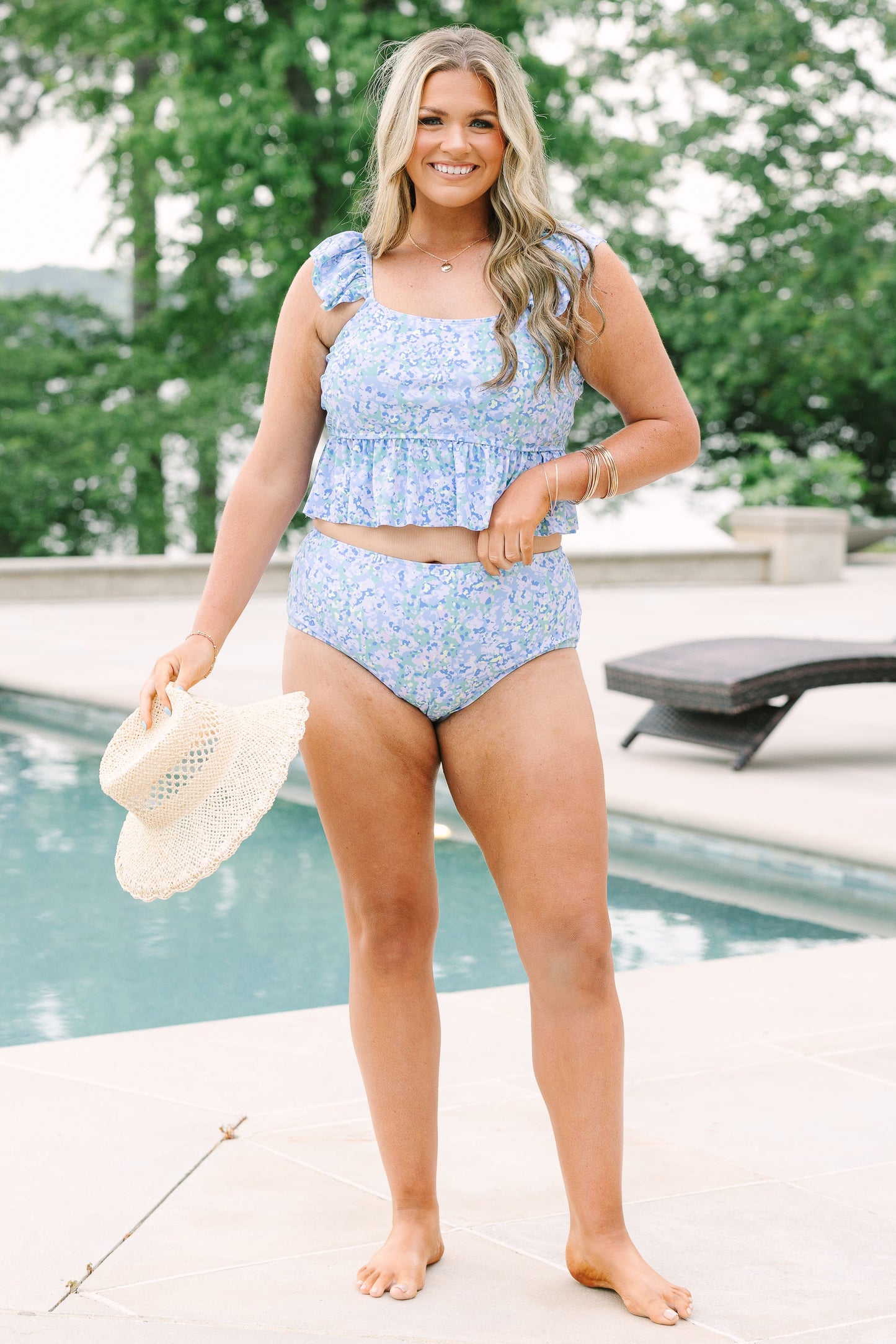 Breeze Through Paradise Swim Bottom, Blue Floral