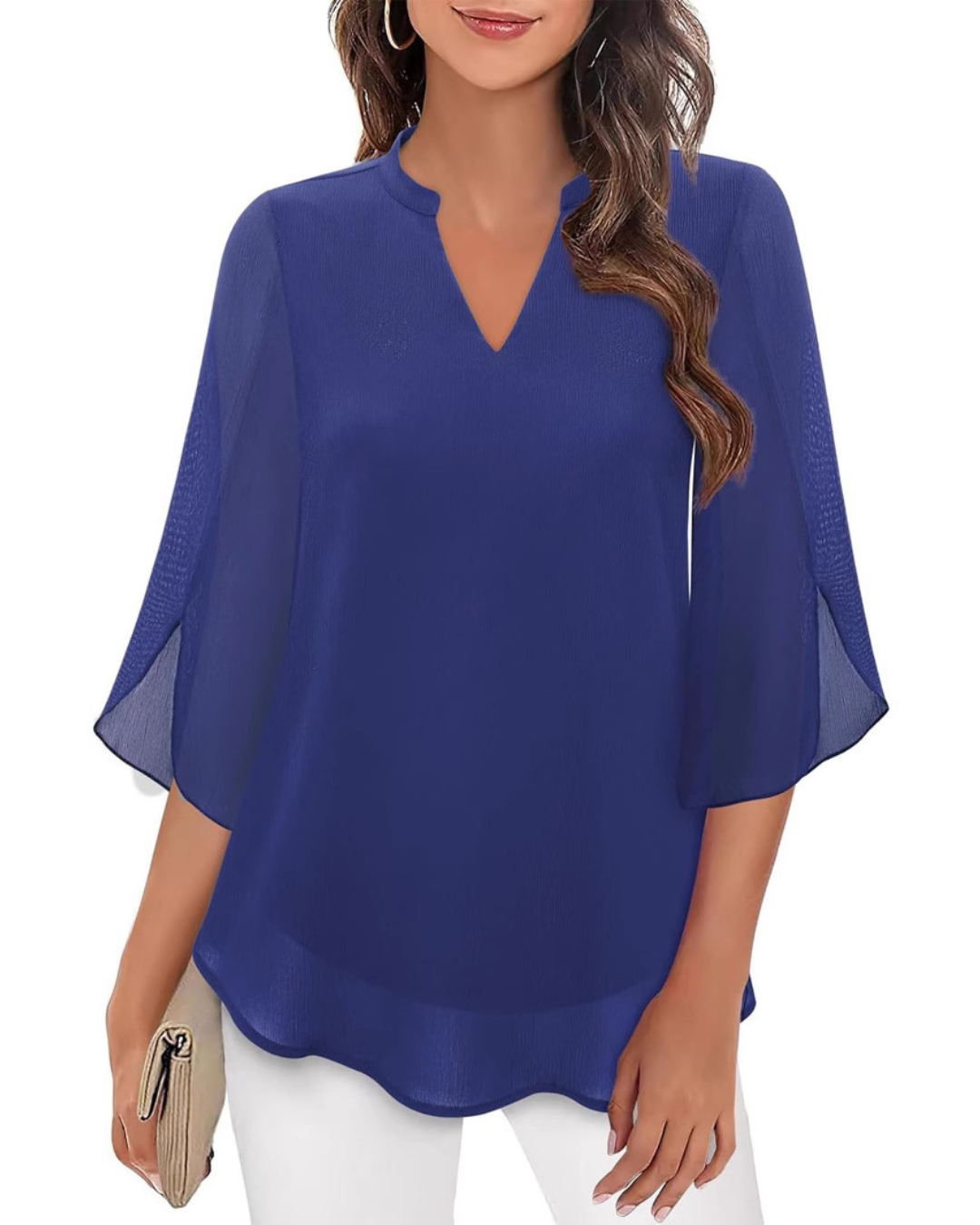 Camila Flowy V-Neck Chiffon Women's Blouse