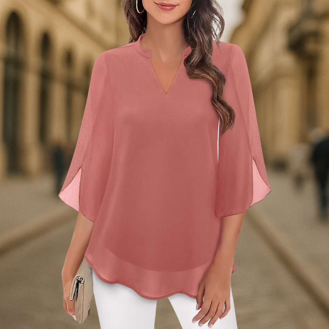 Camila Flowy V-Neck Chiffon Women's Blouse