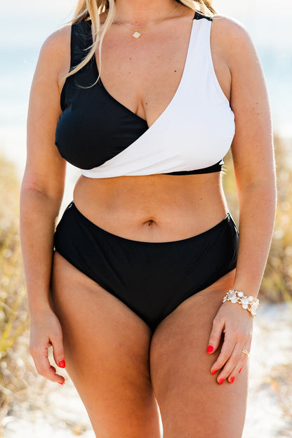 Catch Flights Swim Bottom, Black/White