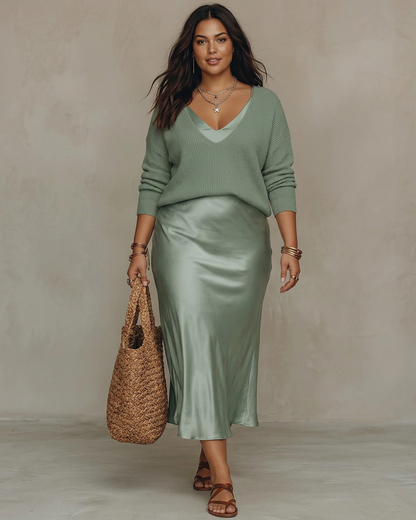 Alessia – Elegant Satin Midi Dress