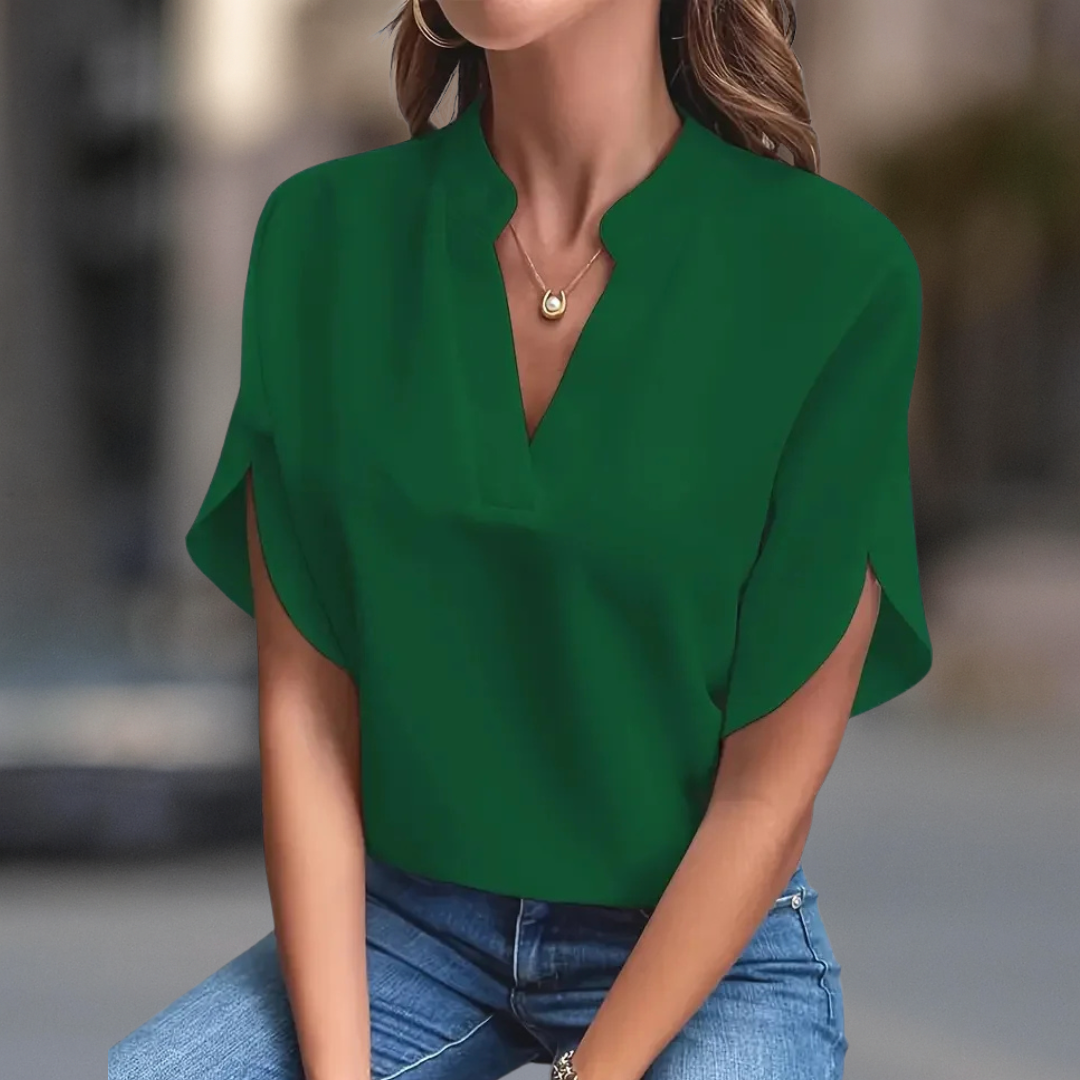 Elena Elegant V-Neck Women's Blouse
