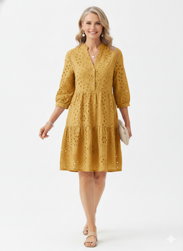 Zanzea Serene Hollow-Out Holiday Dress