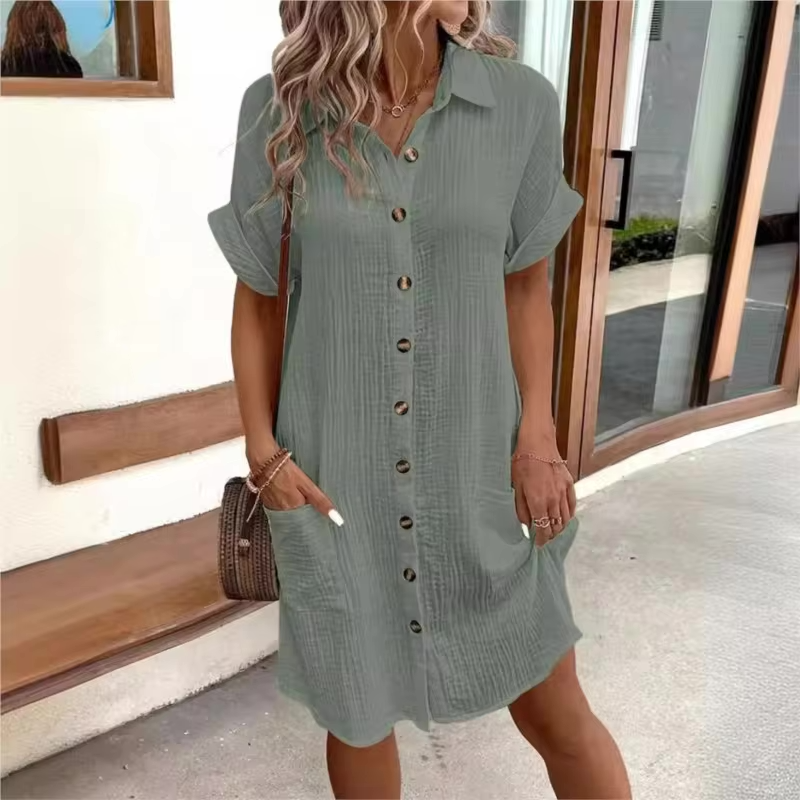 Monaco Button-Front Polo Shirt Dress