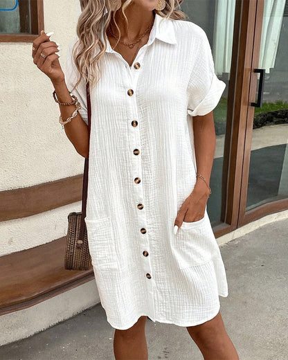 Monaco Button-Front Polo Shirt Dress