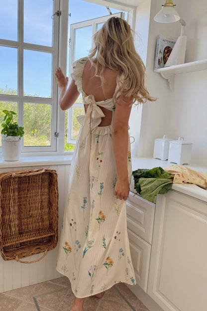 MelbaIC Dress - Off White Flower Print