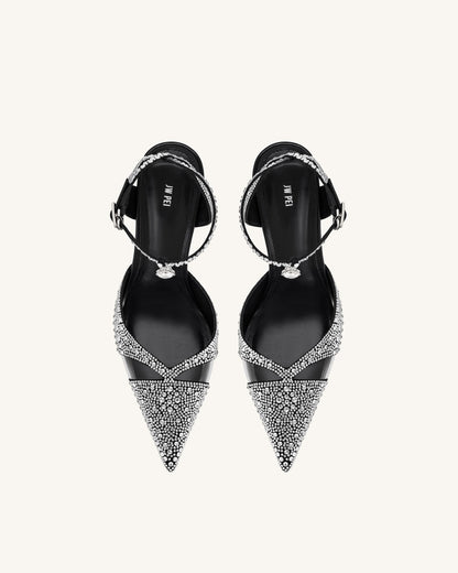 Haidi Artificial Crystal Pumps - Black Davin Luxe