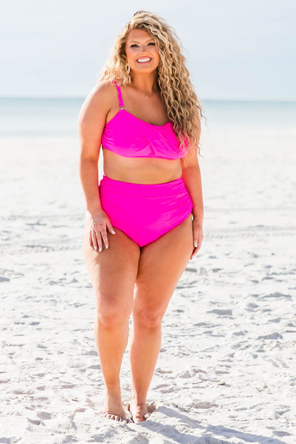 Proceed Into Paradise Swim Bottom, Neon Pink