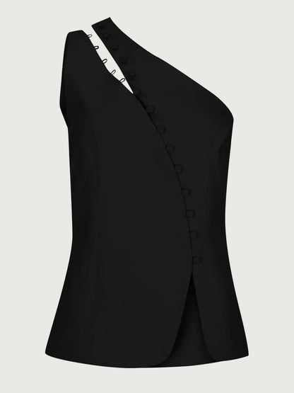 Dione™ One-Shoulder Button Detail Top My Store