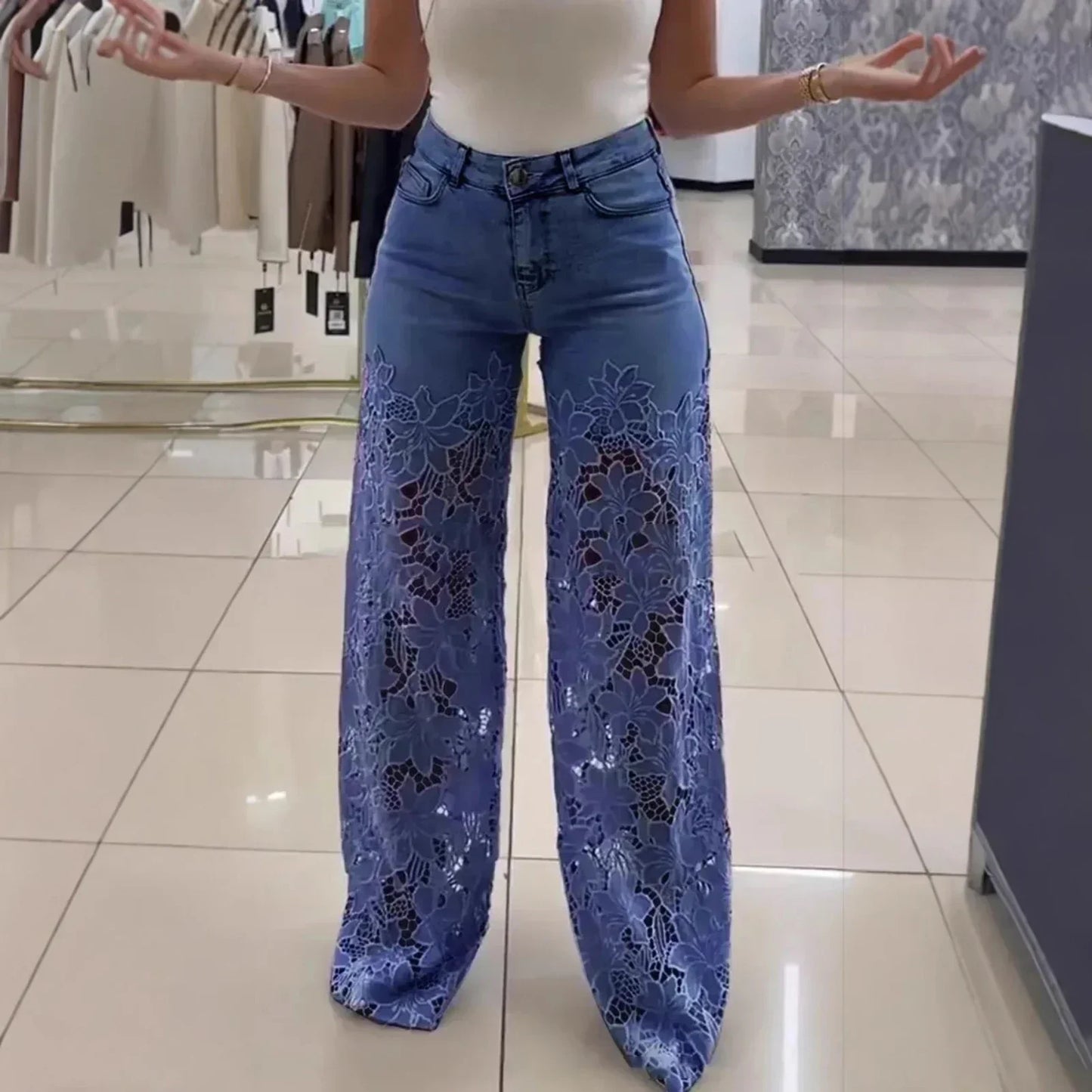 Bethania™ Floral Lace Denim Jeans