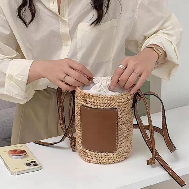 Drawstring Cylinder Women's Shopping Bags