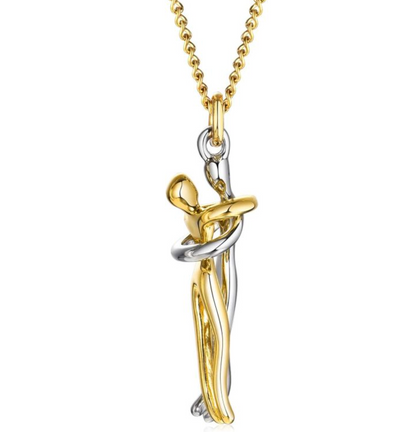 Gold&Silver Hug Couple Necklace