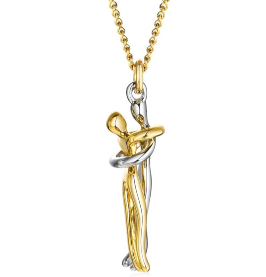 Gold&Silver Hug Couple Necklace