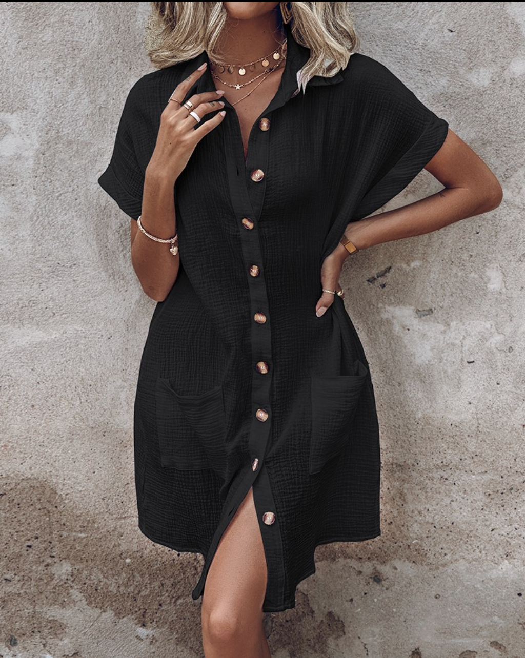 Monaco Button-Front Polo Shirt Dress