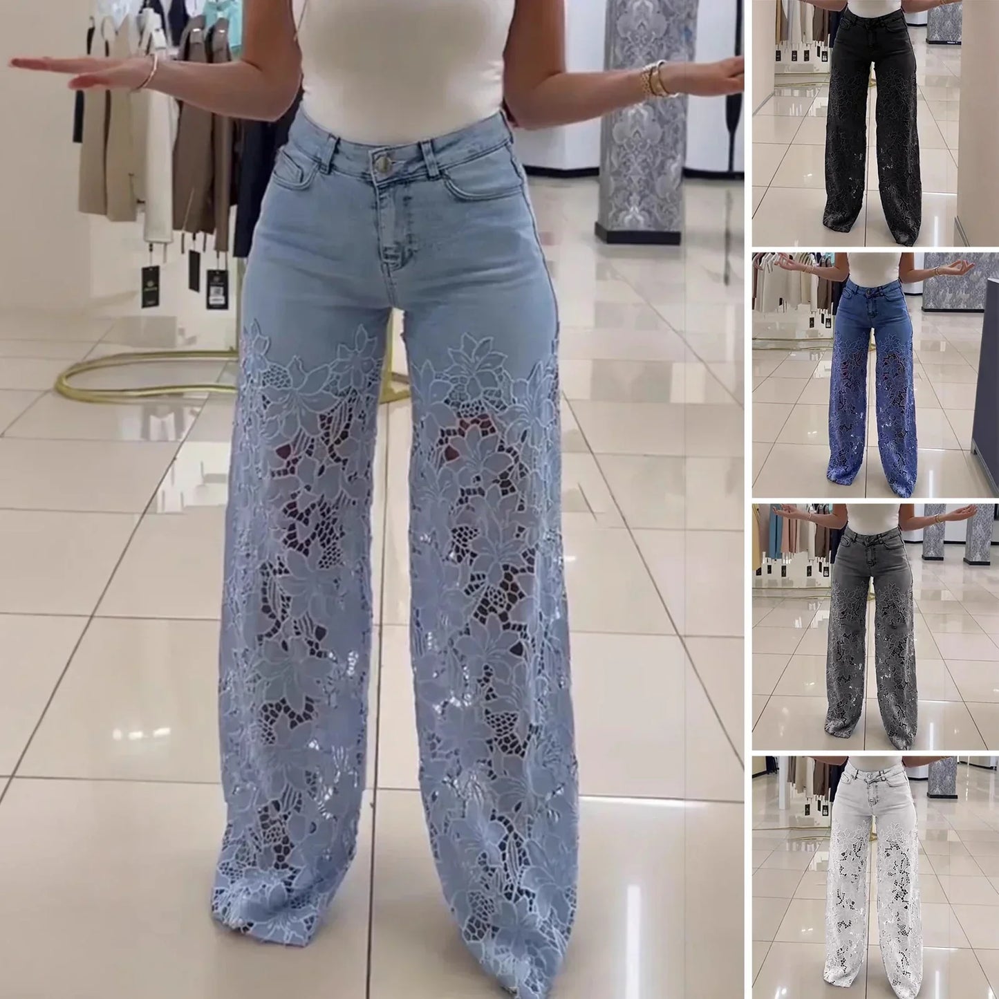Bethania™ Floral Lace Denim Jeans