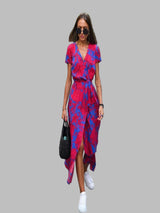 Elegant Dress with a V-Neckline and Tummy Coverage
