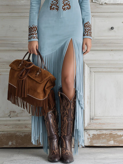 Wildrose Fringe Suede Dress