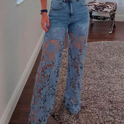 Bethania™ Floral Lace Denim Jeans
