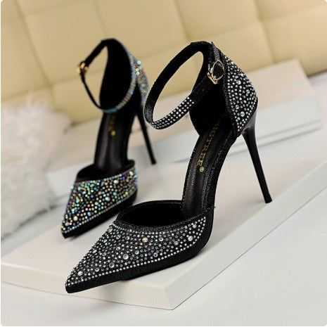 Haidi Artificial Crystal Pumps - Black