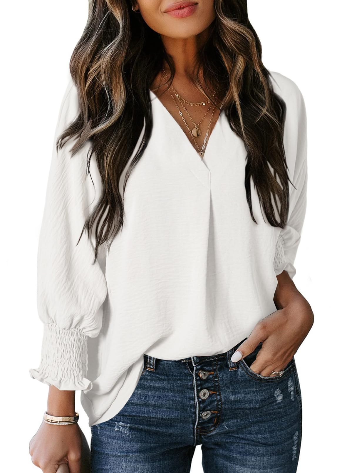 Relaxed Fit V-Neck Top