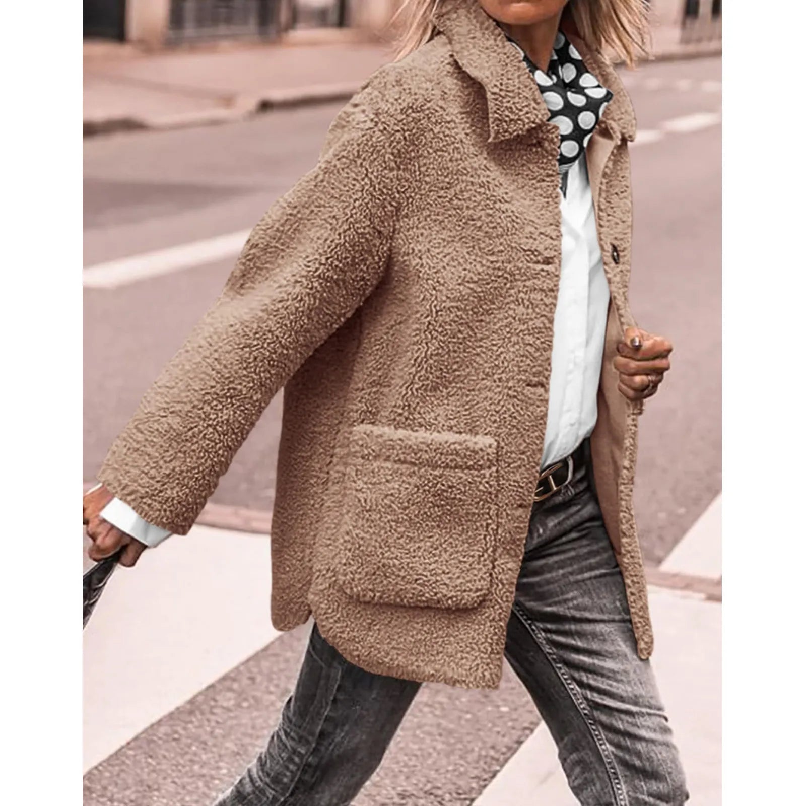 Cozy Button-Up Coat Davin lUXE