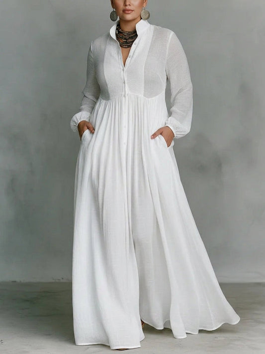 Léonie | Maxi minimalist dress with high collar