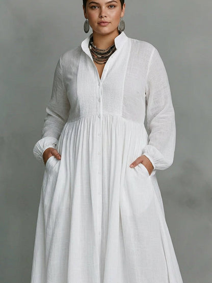 Léonie | Maxi minimalist dress with high collar