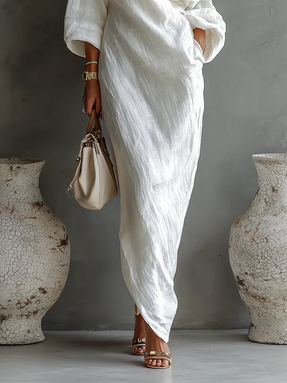 Women’s White One-Shoulder Flowing Maxi Dress