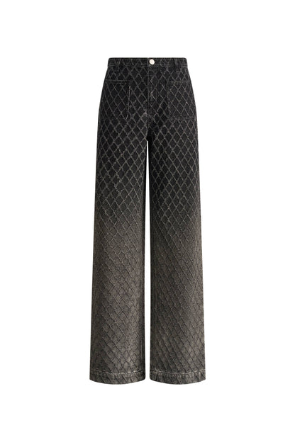 Natalie Gradient Straight Jeans in Crochet Denim Davin Luxe