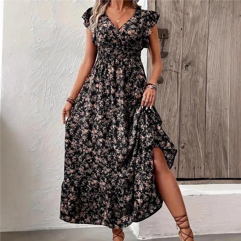 BloomAura™ Luxe Floral Maxi Dress