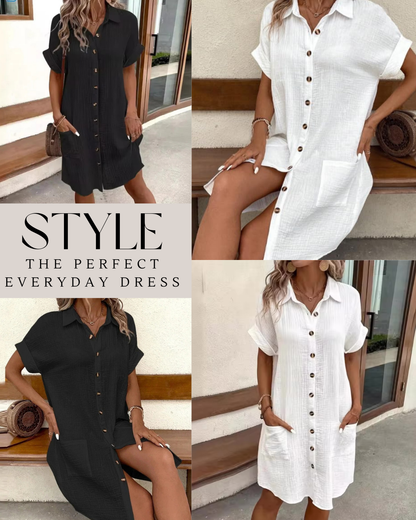 Monaco Button-Front Polo Shirt Dress