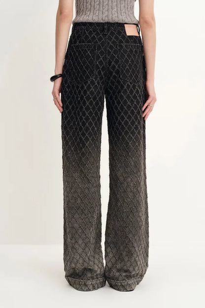 Natalie Gradient Straight Jeans in Crochet Denim Davin Luxe