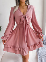 Summer Dresses V-neck Long Sleeve