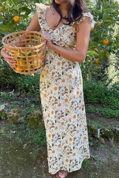 MelbaIC Dress - Off White Flower Print