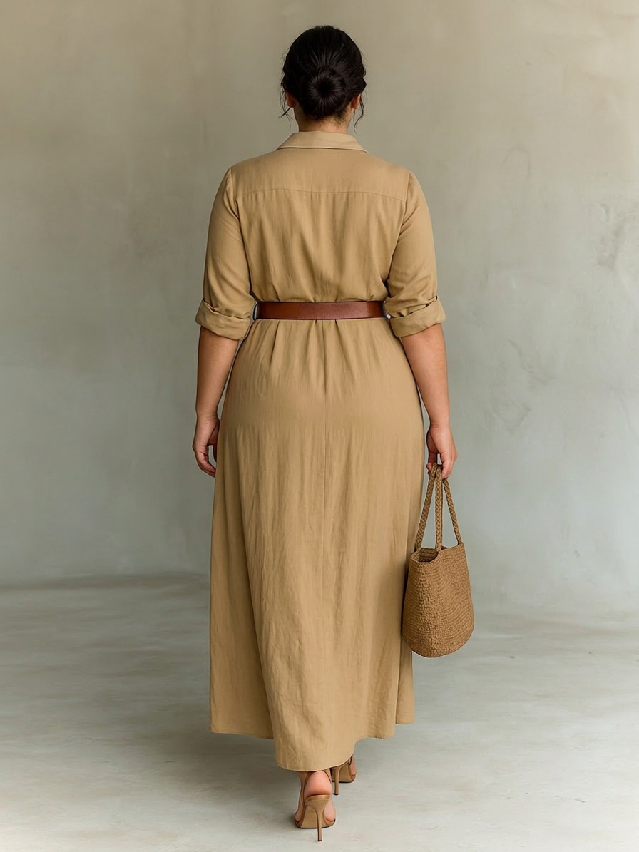 Eleanor Notched Collar Maxi Dress - Detail