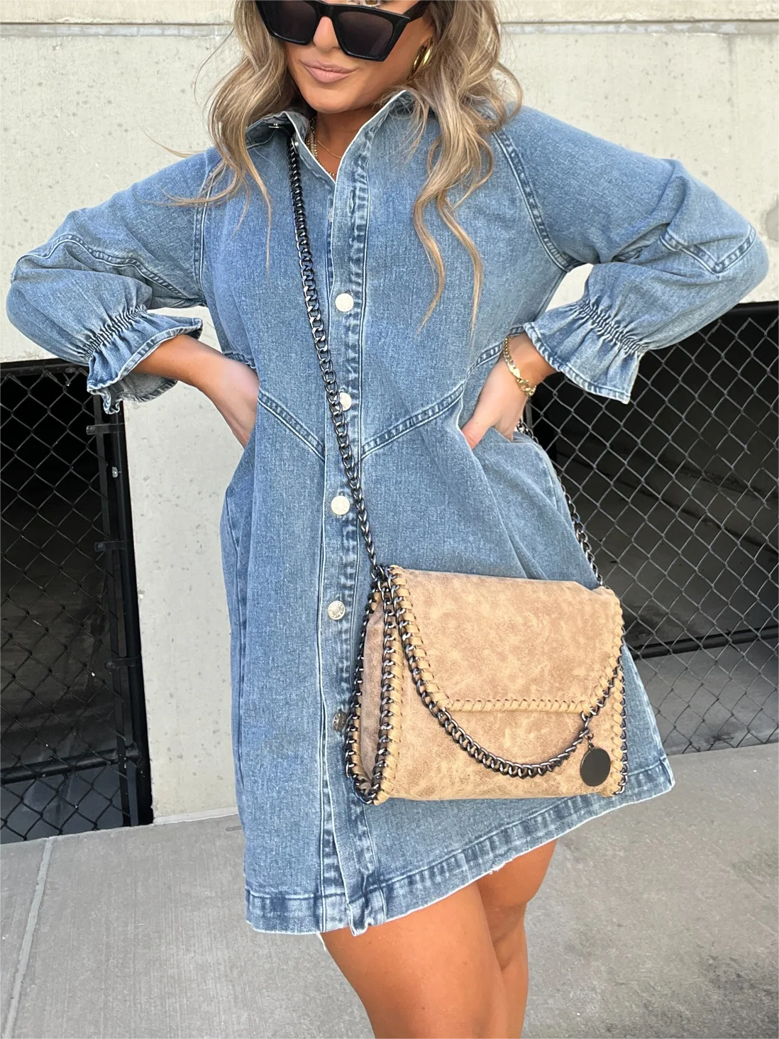 Davin™ Puff Sleeve Denim Dress