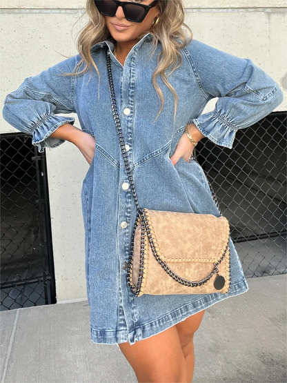 Davin™ Puff Sleeve Denim Dress