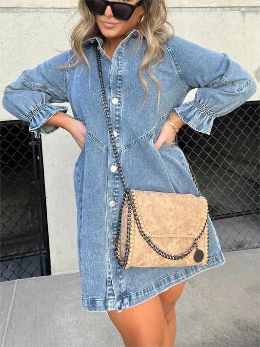 Davin™ Puff Sleeve Denim Dress