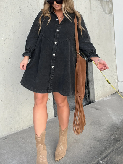 Davin™ Puff Sleeve Denim Dress