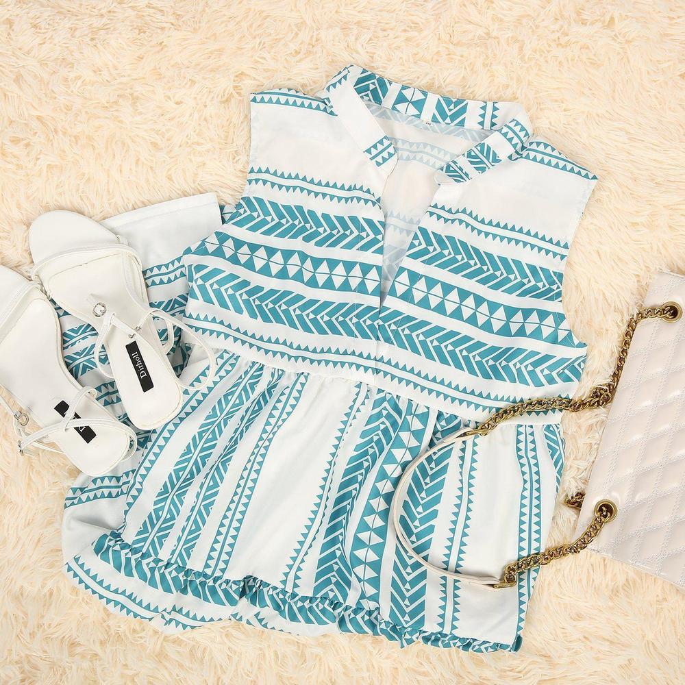 New Printing Sleeveless Printed Dress In Stock