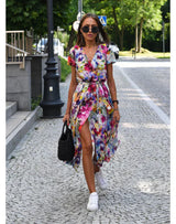 Elegant Dress with a V-Neckline and Tummy Coverage