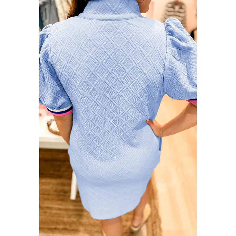 Contrast Banding 3/4 Sleeve Dress Davin Luxe