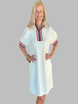 Contrast Banding 3/4 Sleeve Dress