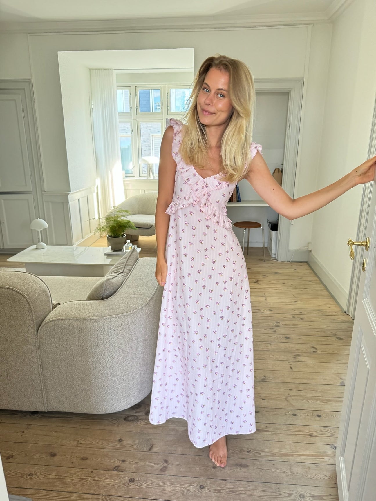 MelbaIC Dress - Off White Flower Print