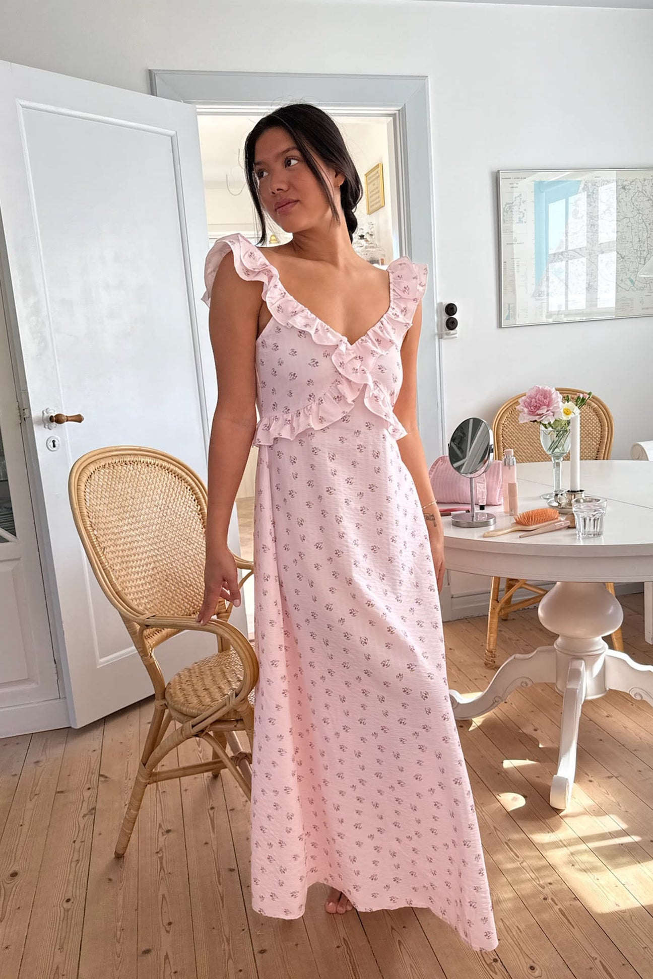 MelbaIC Dress - Off White Flower Print