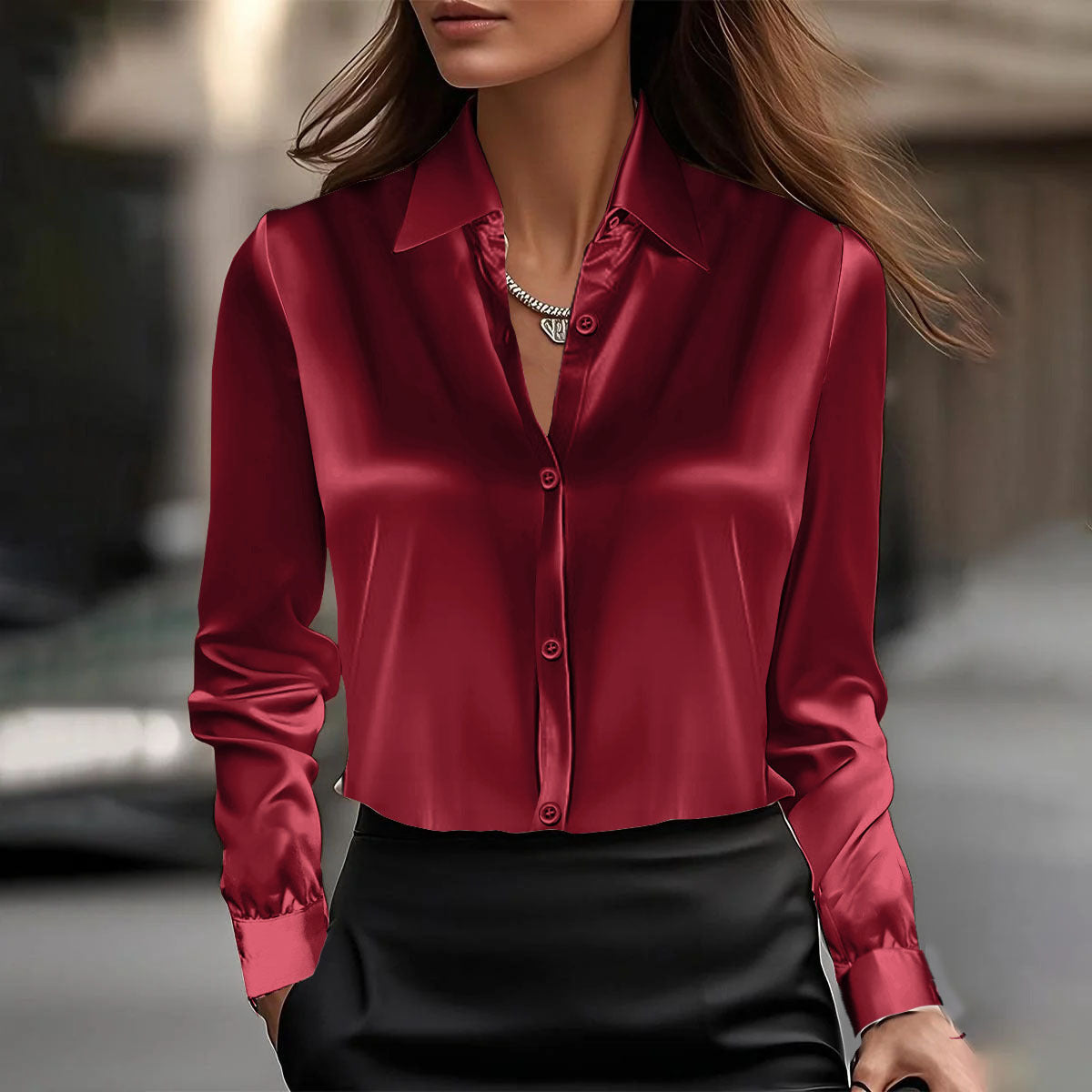 Bella Couture Luxe Satin Women's Blouse