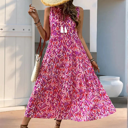 Sunset Mirage Tassel Midi Dress