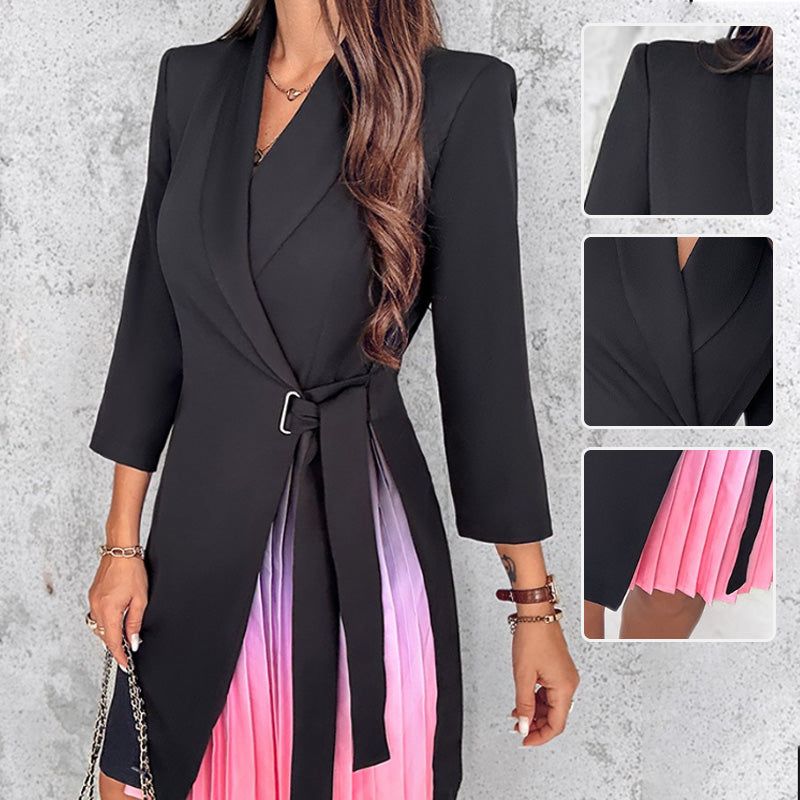 Ombre Tailored Plunge Neck Blazer Dress