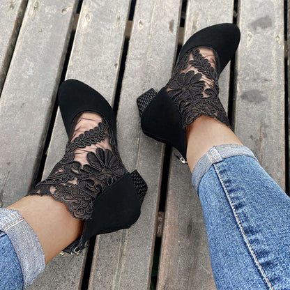 Elegant Lace Heel Sandals
